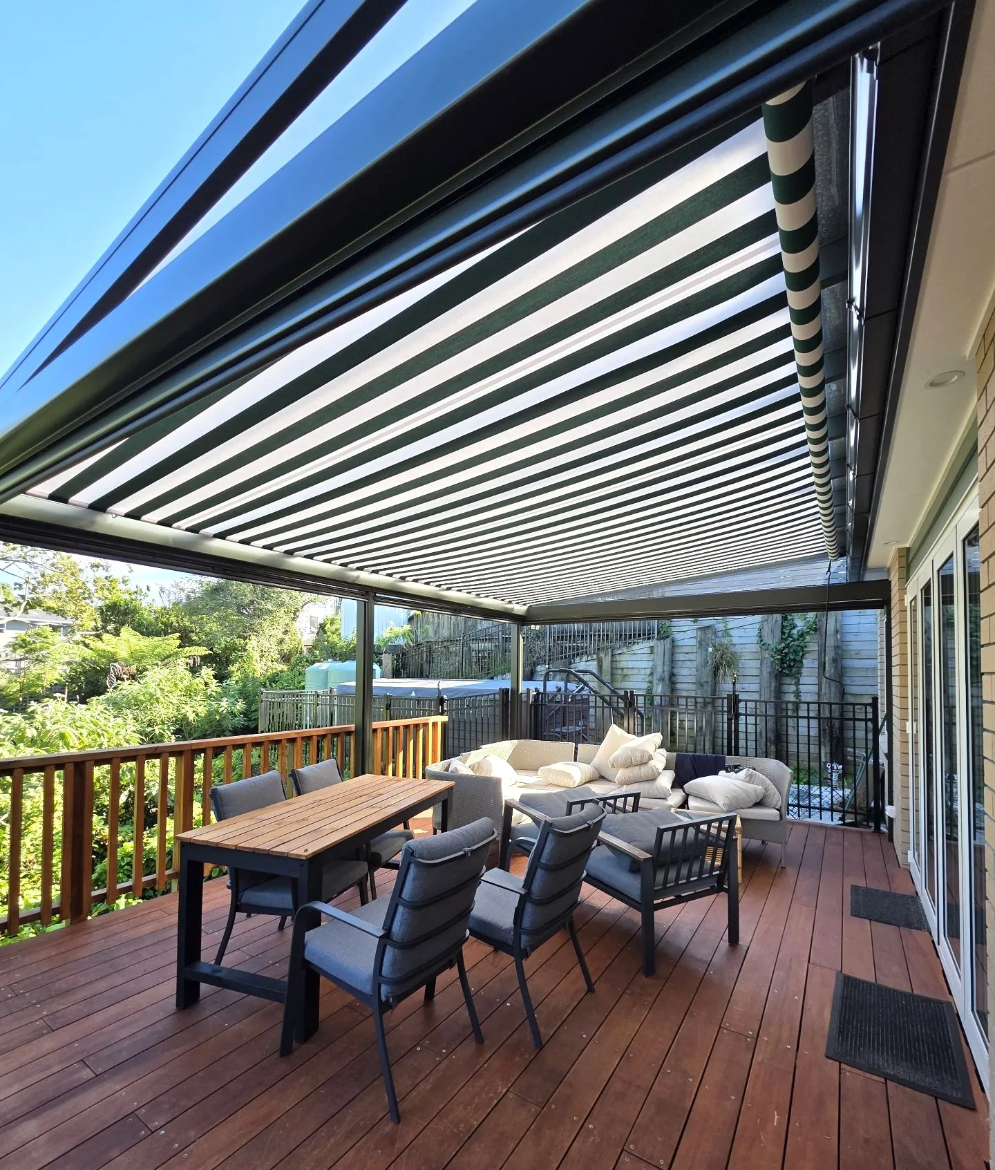 Awning over a deck